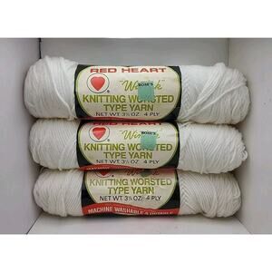 3 Partial Skeins Red Heart Wintuk Worsted Yarn 100% Orlon Acrylic 4 PLY VTG USA